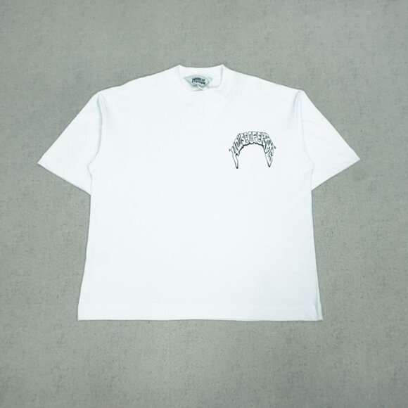 House of Errors White Curved Letter Print Short Sleeves - Picture 1 of 10